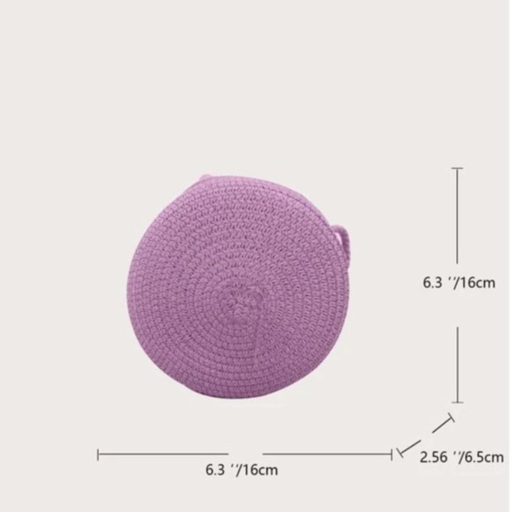 Purple Mini Minimalist Straw Bag - Picture 3 of 4